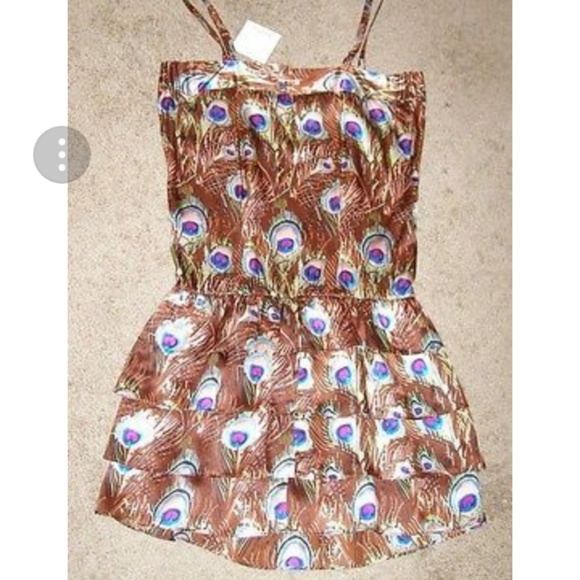 Nwt BILINGUAL silk dress Peacock print sz 8 - Picture 5 of 7
